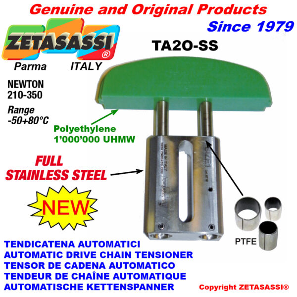 TENSOR DE CADENA AUTOMATICO LINEAL completamente de acero inoxidable  TA2-SS  cabeza a arco oval ZETASASSI TA2OASA60S-SS