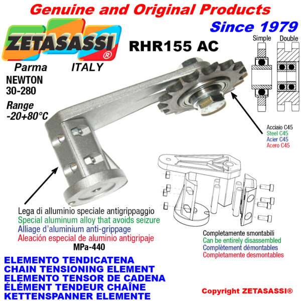 ELEMENTO TENSOR DE CADENA RHR155AC con piñon tensor AC ZETASASSI RHR155AC114S