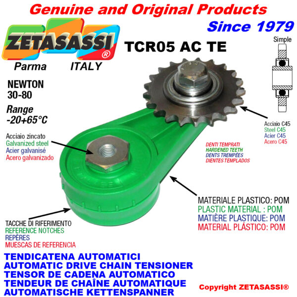 TENSOR DE CADENA AUTOMÁTICO ROTATIVO TCR05ACTE con piñon tensor endurecido ACTE ZETASASSI TCR05AC12STE