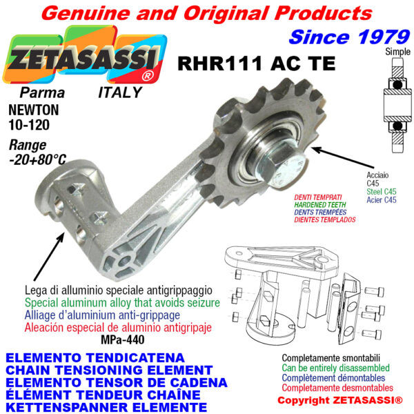 ELEMENTO TENSOR DE CADENA RHR111ACTE con piñon tensor endurecido ACTE ZETASASSI RHR111AC12STE