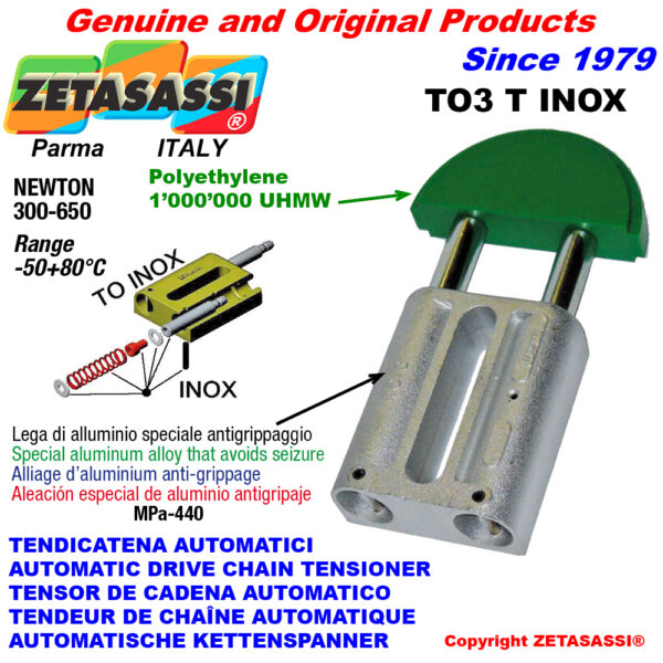 TENSOR DE CADENA AUTOMATICO LINEAL TO3INOX cabeza redonda ZETASASSI TO3TASA120DINOX