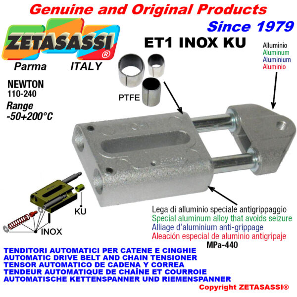 TENSOR AUTOMATICO LINEAL ET1 INOX KU con cabeza roscada (casquillos PTFE) ZETASASSI ET1M16INOXKU