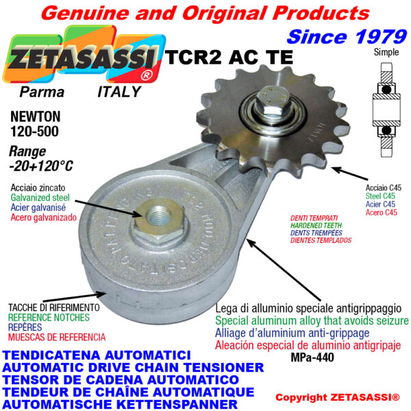 TENSOR DE CADENA AUTOMÁTICO ROTATIVO TCR2ACTE con piñon tensor endurecido ACTE ZETASASSI TCR2AC1STE