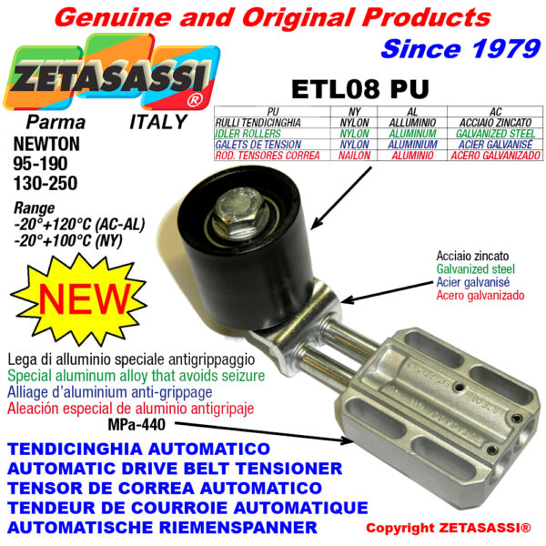 TENSOR DE CORREA AUTOMATICO LINEAL ETL08 PU con rodillo tensor ZETASASSI ETL08PU6060AL190