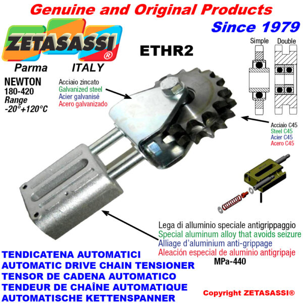 TENSOR DE CADENA AUTOMATICO LINEAL ETHR2 con horquilla y piñón tensor AC ZETASASSI ETHR234D