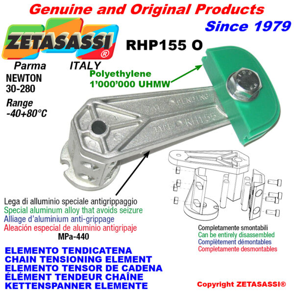 ELEMENTO TENSOR DE CADENA RHP155 con patin tensor cadena cabeza oval ZETASASSI RHP155TO3OASA120S