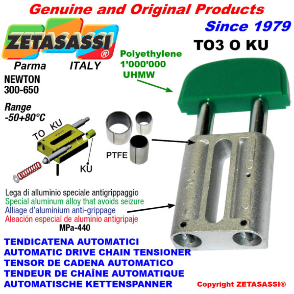 TENSOR DE CADENA AUTOMATICO LINEAL TO3KU cabeza oval (casquillos PTFE) ZETASASSI TO3OASA120SKU