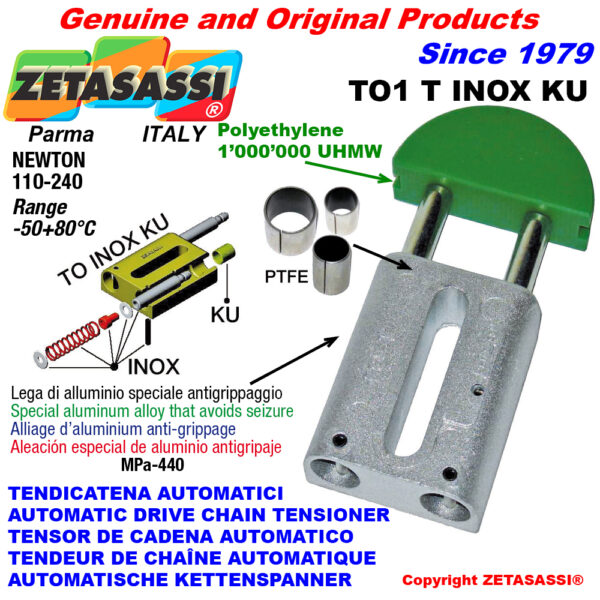 TENSOR DE CADENA AUTOMATICO LINEAL TO1INOXKU cabeza redonda (casquillos PTFE) ZETASASSI TO1TASA40TINOXKU