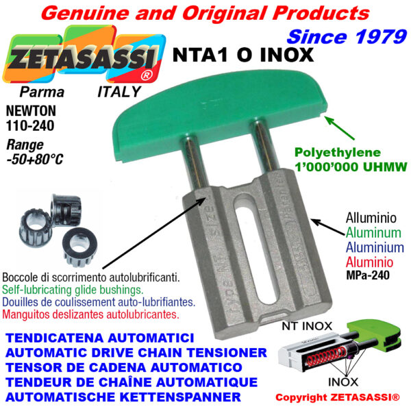 TENSOR DE CADENA AUTOMATICO LINEAL NTA1 INOX cabeza a arco oval ZETASASSI NTA1OASA40DINOX