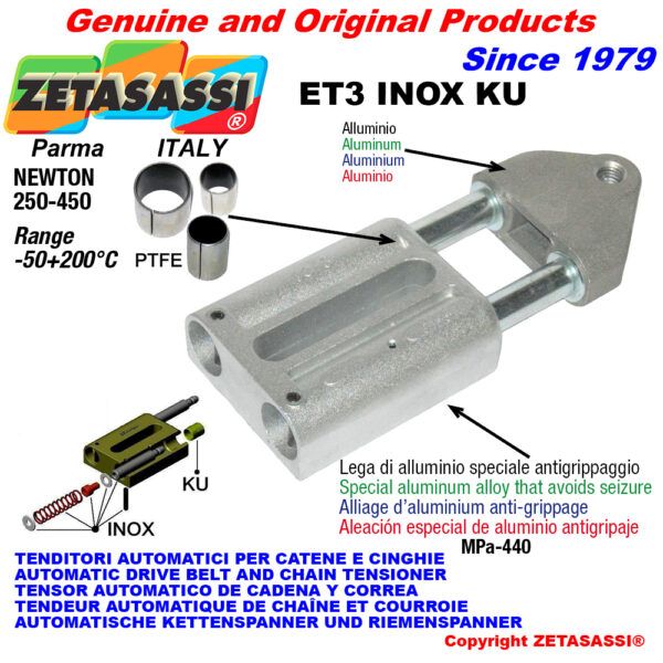 TENSOR AUTOMATICO LINEAL ET3 INOX KU con cabeza roscada (casquillos PTFE) ZETASASSI ET3M16INOXKU
