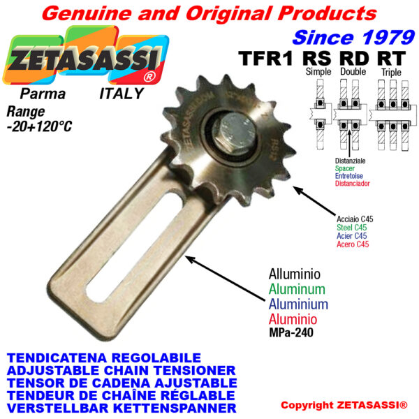 TENSOR DE CADENA AJUSTABLE TFR1 con piñon tensor RS RD RT ZETASASSI TFR1RT34