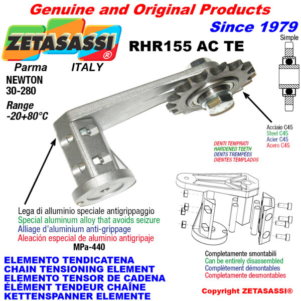 ELEMENTO TENSOR DE CADENA RHR155ACTE con piñon tensor endurecido ACTE ZETASASSI RHR155AC1STE