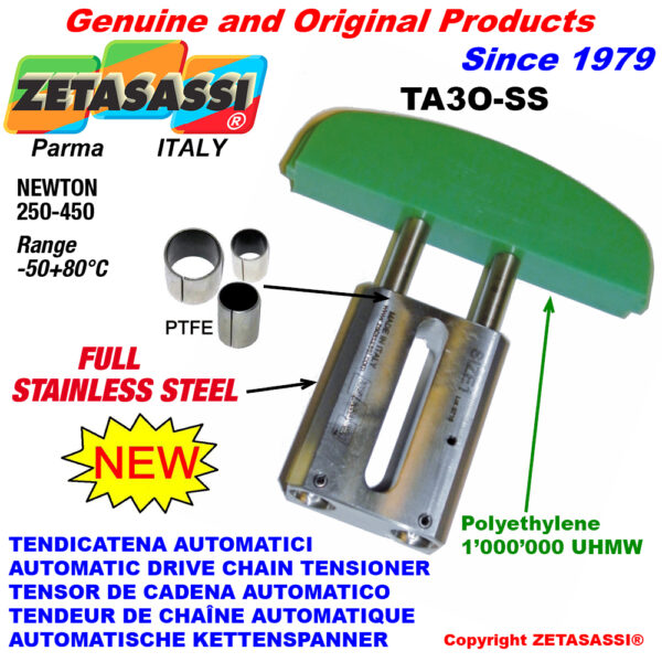 TENSOR DE CADENA AUTOMATICO LINEAL completamente de acero inoxidable TA3-SS cabeza oval ZETASASSI TA3OASA120S-SS