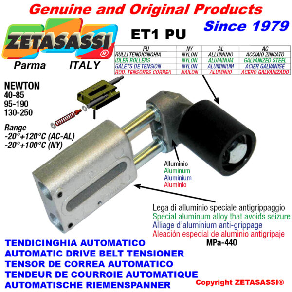 TENSOR DE CORREA AUTOMATICO LINEAL ET1 PU con rodillo tensor ZETASASSI ET1PU6060AL450