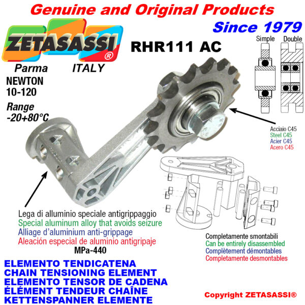ELEMENTO TENSOR DE CADENA RHR111AC con piñon tensor AC ZETASASSI RHR111AC12D
