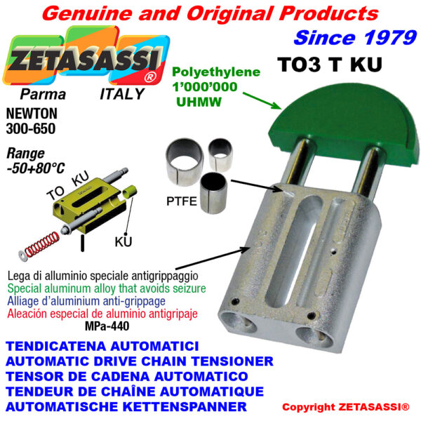 TENSOR DE CADENA AUTOMATICO LINEAL TO3KU cabeza redonda (casquillos PTFE) ZETASASSI TO3TASA120DKU