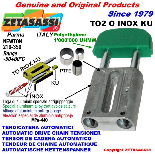 TENSOR DE CADENA AUTOMATICO LINEAL TO2INOX KU cabeza oval (casquillos PTFE) ZETASASSI TO2OASA60SINOXKU