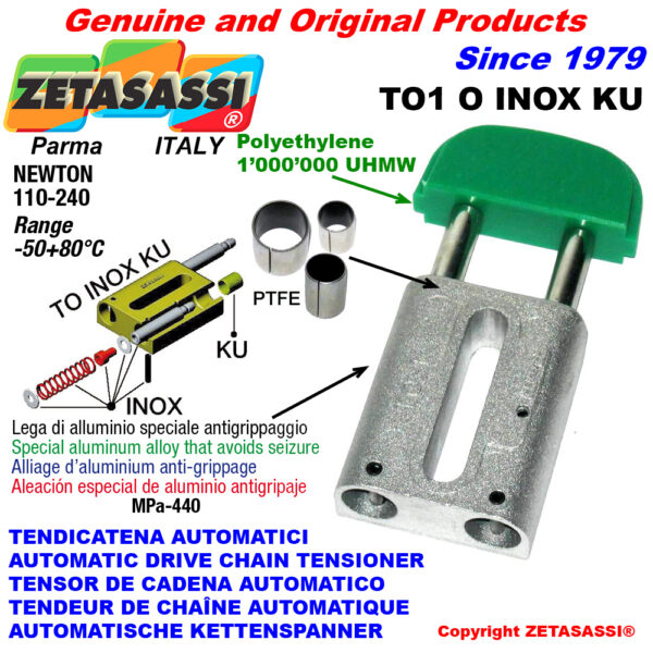 TENSOR DE CADENA AUTOMATICO LINEAL TO1INOXKU cabeza oval  (casquillos PTFE) ZETASASSI TO1OASA40DINOXKU