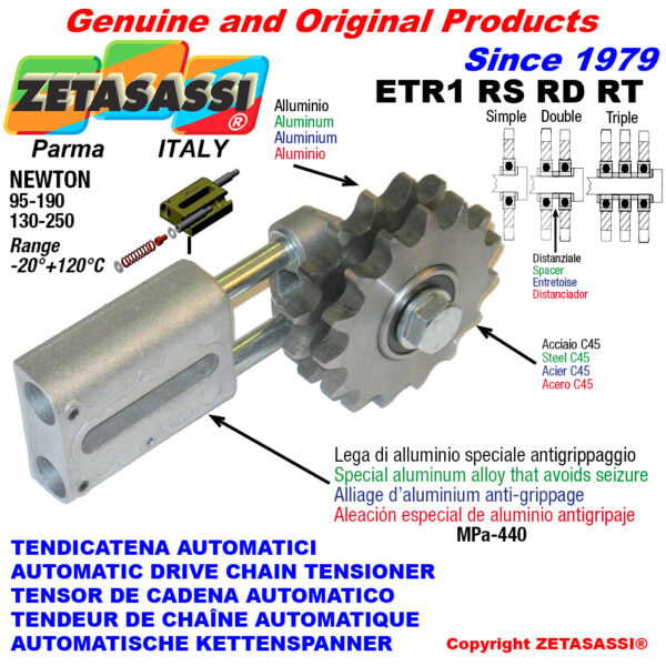 TENSOR DE CADENA AUTOMATICO LINEAL ETR1 con piñón tensor RS RD RT ZETASASSI ETR1RD34190