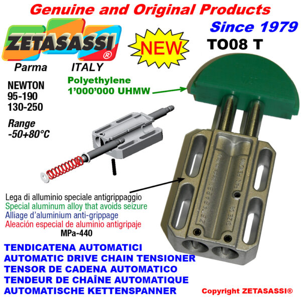 TENSOR DE CADENA AUTOMATICO LINEAL TO08 cabeza redonda ZETASASSI TO08TASA40D190