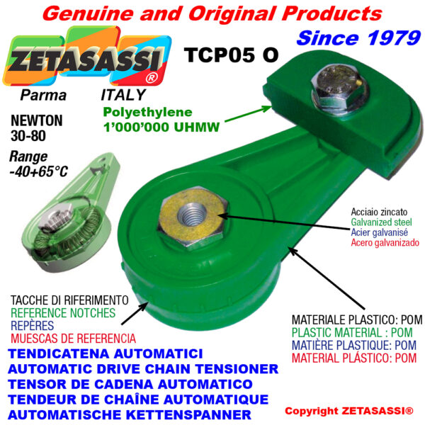 TENSOR DE CORREA AUTOMÁTICO ROTATIVO TCP05 patin tensor cadena cabeza oval ZETASASSI TCP05OASA40D