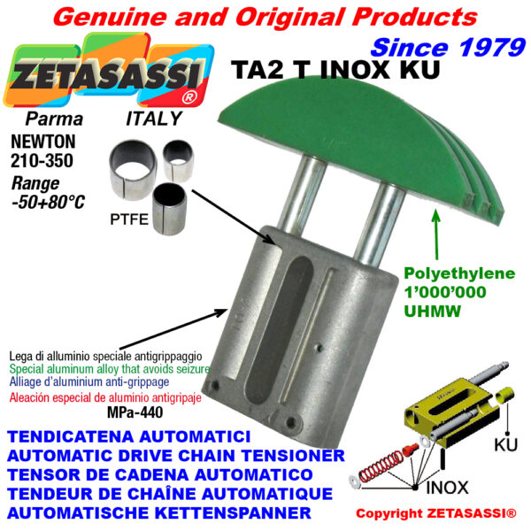 TENSOR DE CADENA AUTOMATICO LINEAL TA2 INOX KU cabeza a arco redondo (casquillos PTFE) ZETASASSI TA2TASA60TINOXKU
