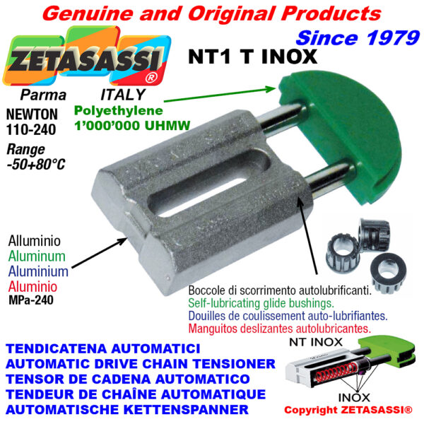 TENSOR DE CADENA AUTOMATICO LINEAL NT1 INOX cabeza redonda ZETASASSI NT1TASA40TINOX