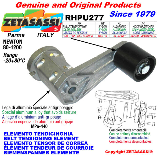 ELEMENTO TENSOR DE CORREA RHPU277 con rodillo tensor ZETASASSI RHPU2778090AL