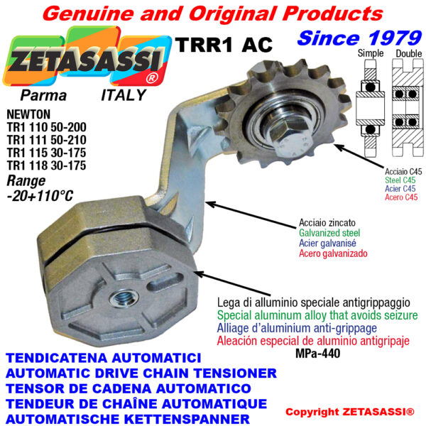 TENSOR DE CADENA ROTATIVO TRR1AC con piñon tensor AC ZETASASSI TRR1118AC114S