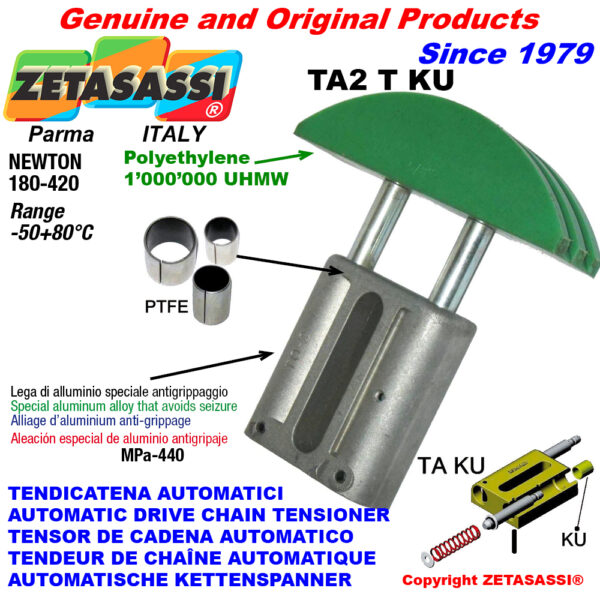 TENSOR DE CADENA AUTOMATICO LINEAL TA2 KU cabeza a arco redondo (casquillos PTFE) ZETASASSI TA2TASA60TKU
