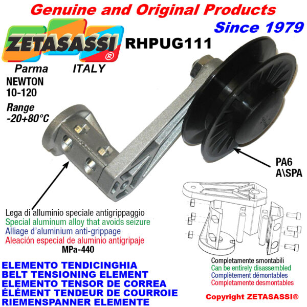 ELEMENTO TENSOR DE CORREA RHPUG111 con polea a garganta ZETASASSI RHPUG4111