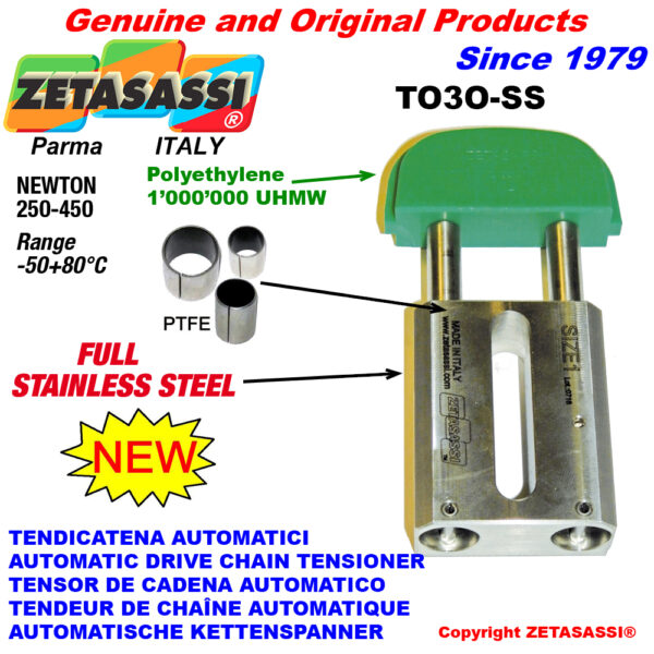 TENSOR DE CADENA AUTOMATICO LINEAL completamente de acero inoxidable TO3-SS cabeza oval ZETASASSI TO3OASA120S-SS