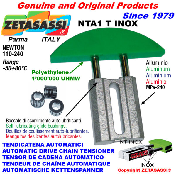 TENSOR DE CADENA AUTOMATICO LINEAL NTA1 INOX cabeza a arco redondo ZETASASSI NTA1TASA40TINOX