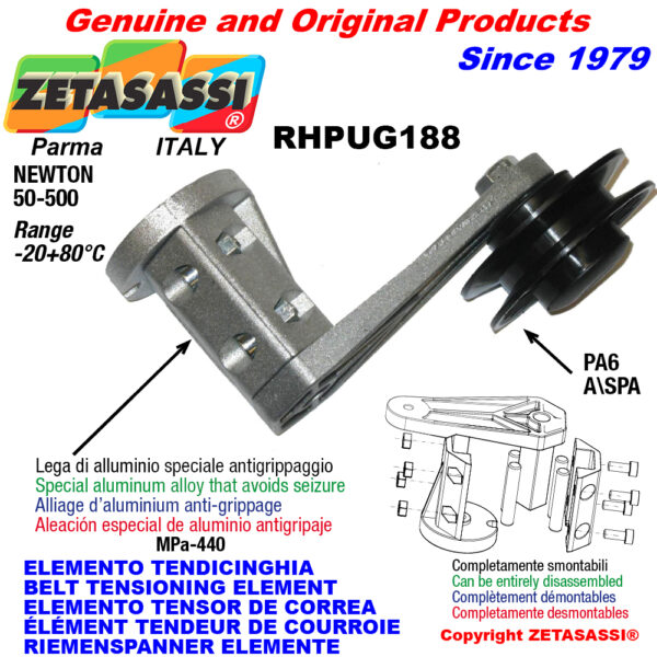 ELEMENTO TENSOR DE CORREA RHPUG188 con polea a garganta ZETASASSI RHPUG4188