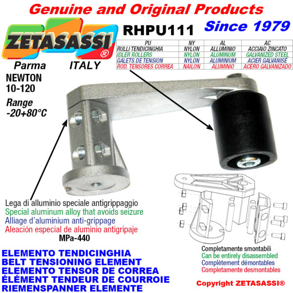 ELEMENTO TENSOR DE CORREA RHPU111 con rodillo tensor ZETASASSI RHPU1115050AL