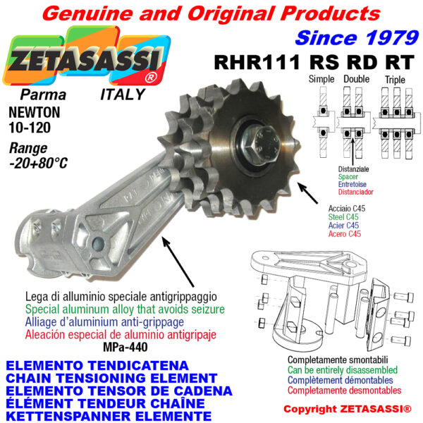 ELEMENTO TENSOR DE CADENA RHR111 con piñon tensor RS RD RT ZETASASSI RHR111RT12