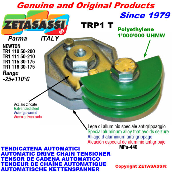 TENSOR DE CADENA ROTATIVO TRP1 con patin tensor cadena cabeza redonda ZETASASSI TRP1118TO3TASA120S
