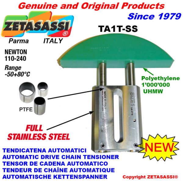 TENSOR DE CADENA AUTOMATICO LINEAL completamente de acero inoxidable TA1-SS cabeza a arco redondo ZETASASSI TA1TASA40T-SS