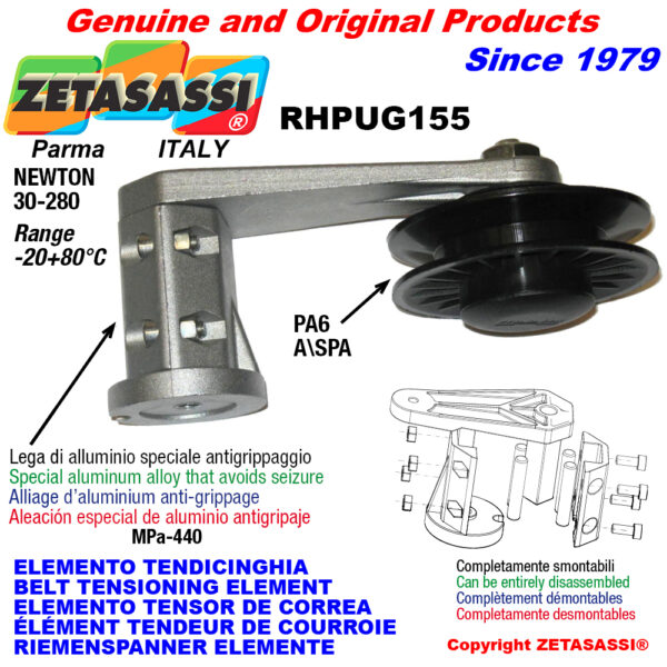 ELEMENTO TENSOR DE CORREA RHPUG155 con polea a garganta ZETASASSI RHPUG4155