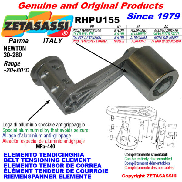 ELEMENTO TENSOR DE CORREA RHPU155 con rodillo tensor ZETASASSI RHPU1556060AL