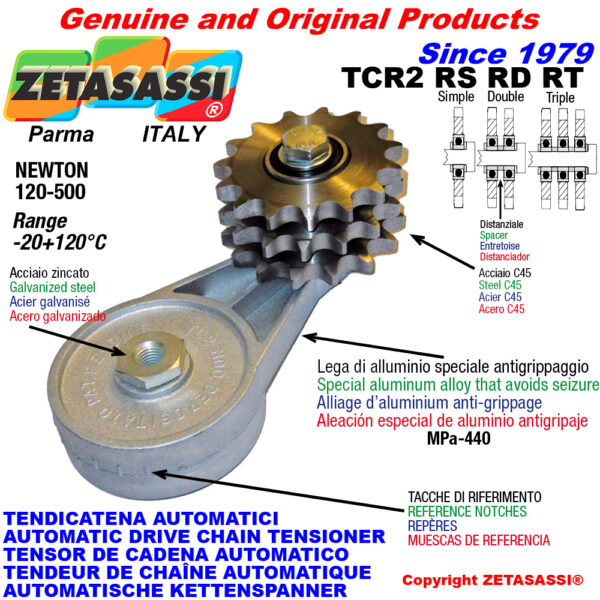 TENSOR DE CADENA AUTOMÁTICO ROTATIVO TCR2 con piñon tensor RS RD RT ZETASASSI TCR2RD134