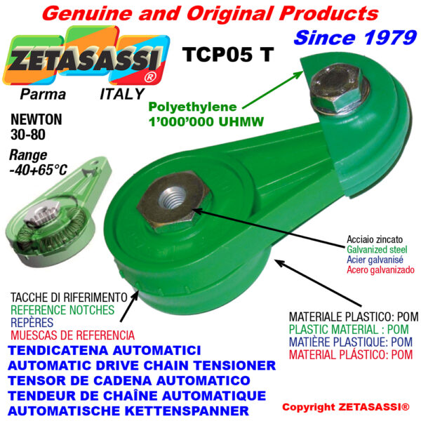 TENSOR DE CADENA AUTOMÁTICO ROTATIVO TCP05 patin tensor cadena cabeza redonda ZETASASSI TCP05TASA40T
