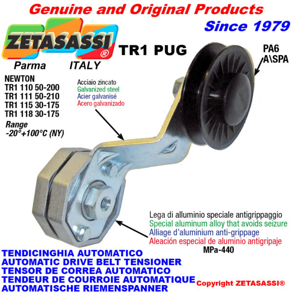 TENSOR DE CORREA ROTATIVO TR1PUG con polea a garganta ZETASASSI TR1118PUG4