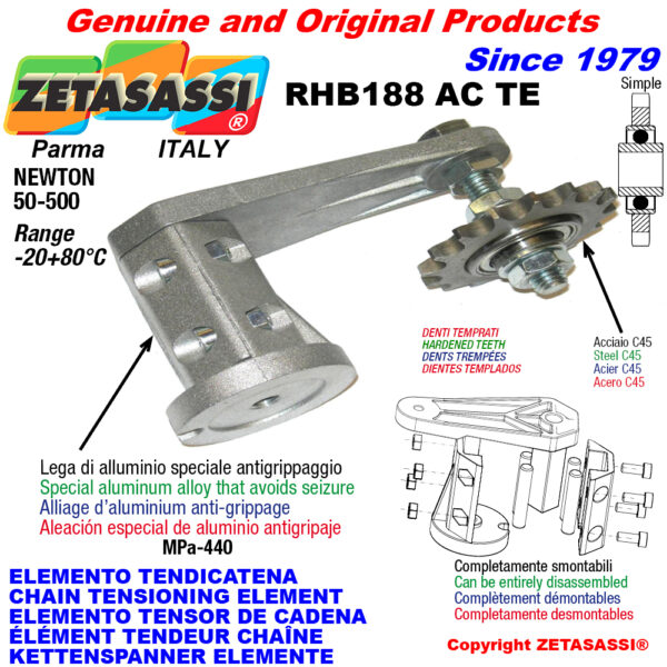 ELEMENTO TENSOR DE CADENA RHB188TE con piñon tensor endurecido ACTE ZETASASSI RHB188AC1STE