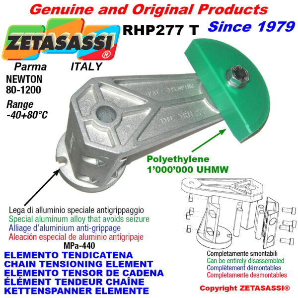 ELEMENTO TENSOR DE CADENA RHP227 con patin tensor cadena cabeza redonda ZETASASSI RHP277TO3TASA120D
