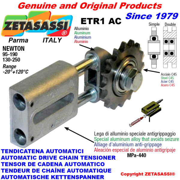 TENSOR DE CADENA AUTOMATICO LINEAL ETR1AC con piñón tensor AC ZETASASSI ETR1AC34D190