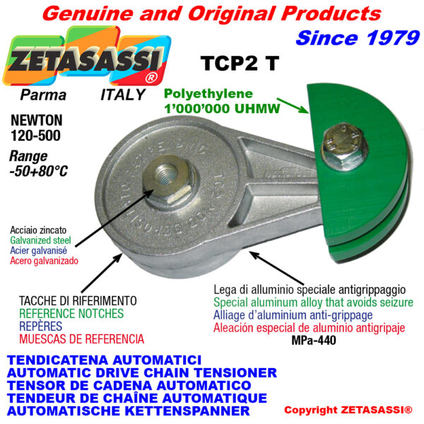 TENSOR DE CADENA AUTOMÁTICO ROTATIVO TCP2 patin tensor cadena cabeza redonda ZETASASSI TCP2TASA120D