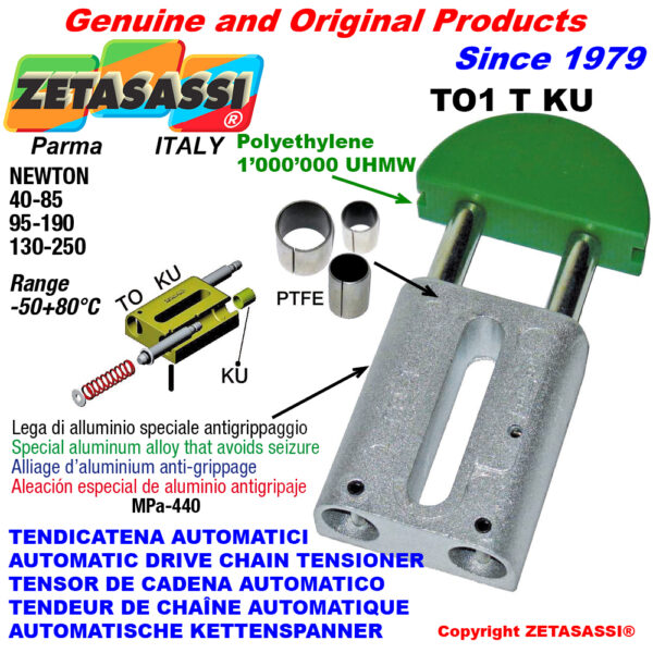 TENSOR DE CADENA AUTOMATICO LINEAL TO1KU cabeza redonda (casquillos PTFE) ZETASASSI TO1TASA40T190KU