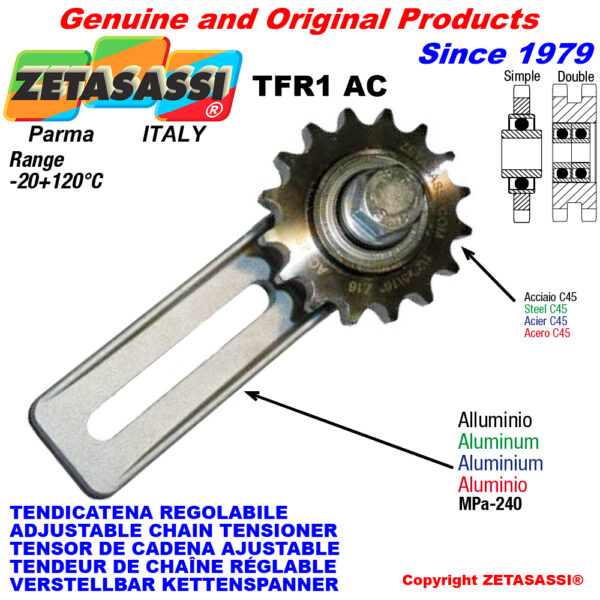 TENSOR DE CADENA AJUSTABLE TFR1 AC con piñon tensor AC ZETASASSI TFR1AC1S