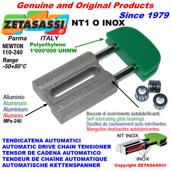 TENSOR DE CADENA AUTOMATICO LINEAL NT1 INOX cabeza oval ZETASASSI NT1OASA40DINOX